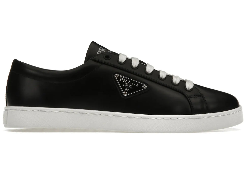 Prada Brushed Sneakers Leather Black Black White