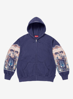 Supreme Michael Jackson Dangerous Zip Up Hooded Sweatshirt Washed Navy