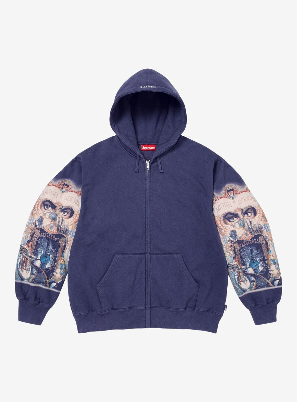 Supreme Michael Jackson Dangerous Zip Up Hooded Sweatshirt Washed Navy