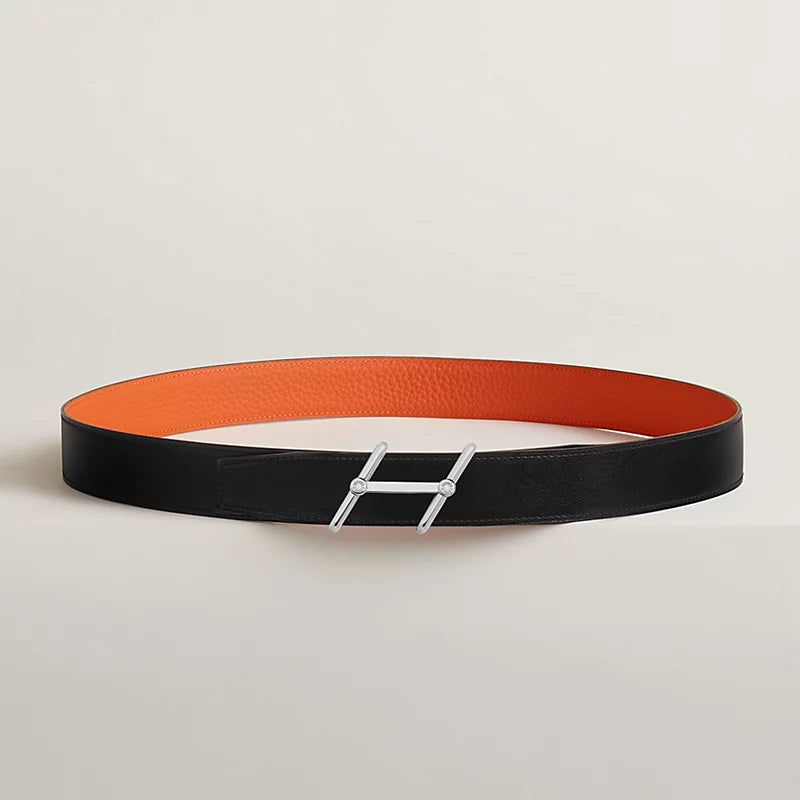 Swing belt buckle & Reversible leather strap 32 mm