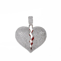 BROKEN HEART ICED OUT PENDANT (SILVER)