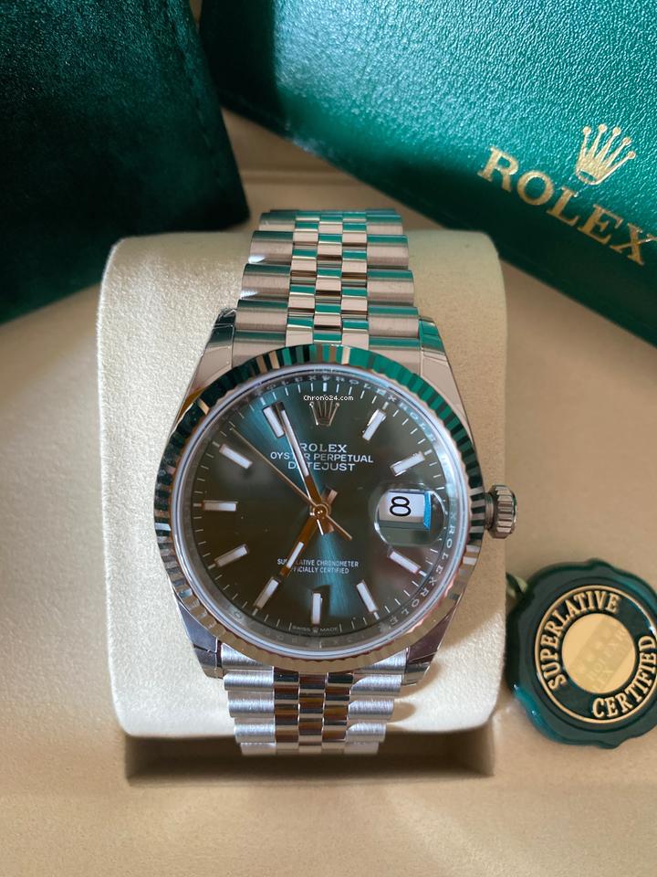 Rolex | Datejust | 126234 | White gold | 36 mm | Gold/Steel | Green | Automatic