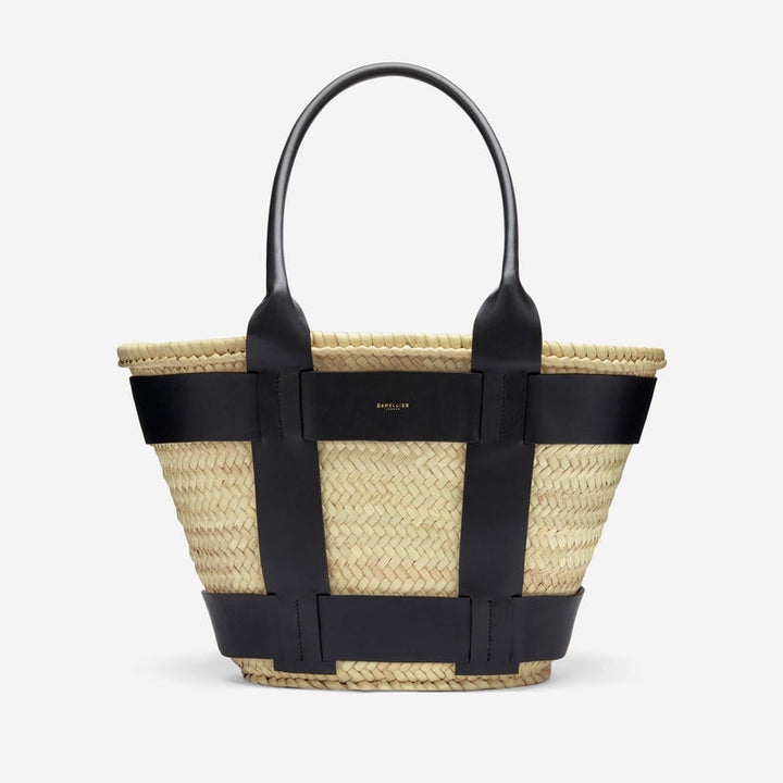 DeMellier The Santorini natural basket black smooth