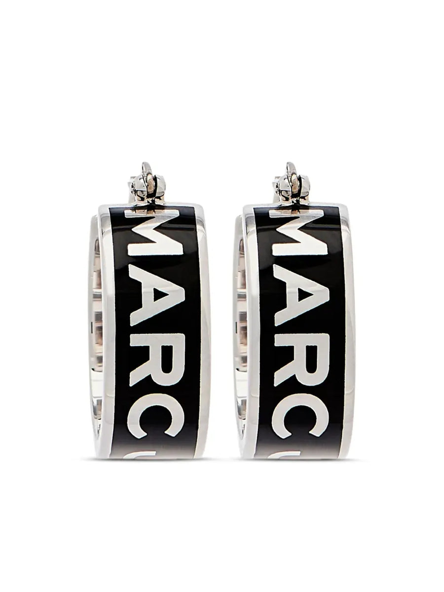The Button Enamel Logo Hoop earrings