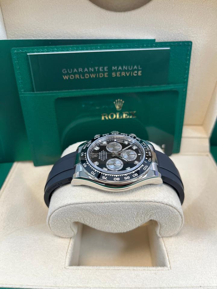Rolex Black Cerachrom Bezel Black And Silver Diamond Dial Oysterflex Strap 126519 LN