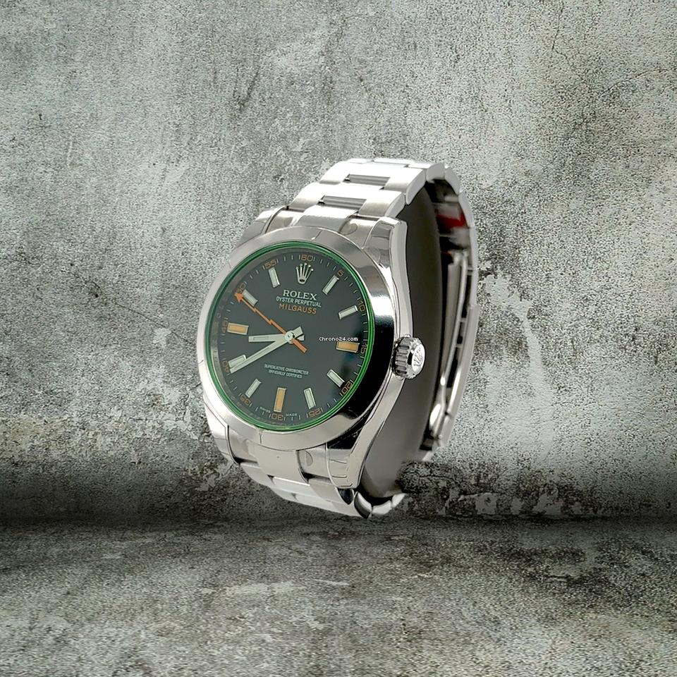 Rolex | Milgauss | ROLEX 116400GV FULL STICKERS MK1 FULL SET BLACK GREEN GLASS | Steel | 40 mm | Steel | Black | Automatic