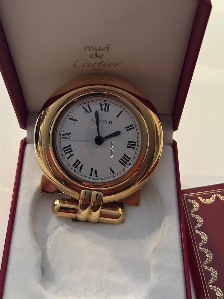 Cartier Desk Clock Cartier Pendulettes Réveil Masa Saati – Altın Kaplama Quar