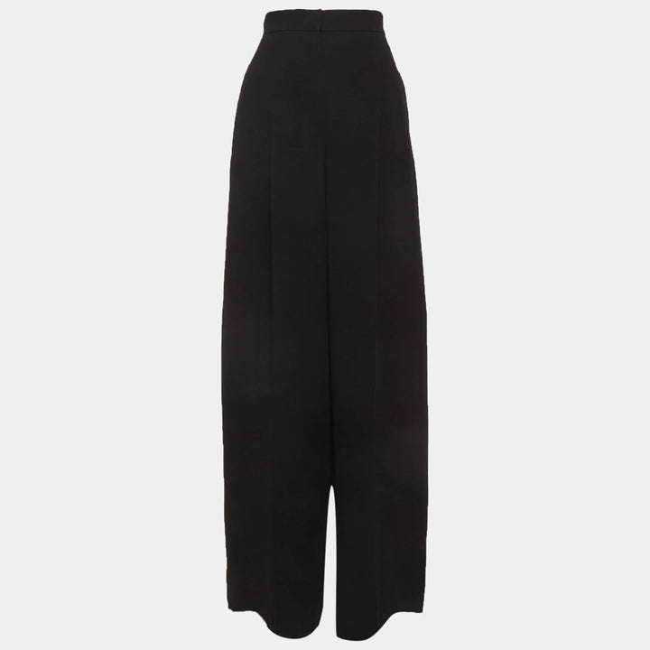 Max Mara Black Crepe Pleated Wide - Leg Pants