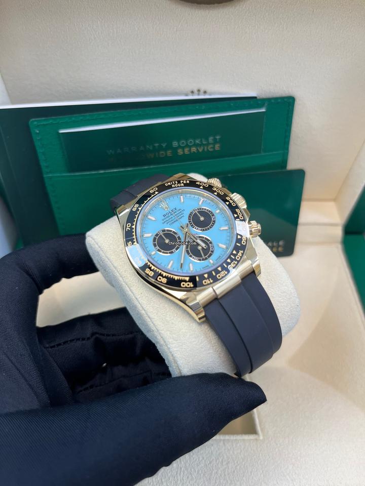 Rolex | Daytona | 126518 | Yellow gold | 40 mm | Rubber | Turquoise | Automatic