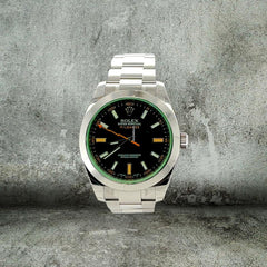 Rolex | Milgauss | ROLEX 116400GV FULL STICKERS MK1 FULL SET BLACK GREEN GLASS | Steel | 40 mm | Steel | Black | Automatic
