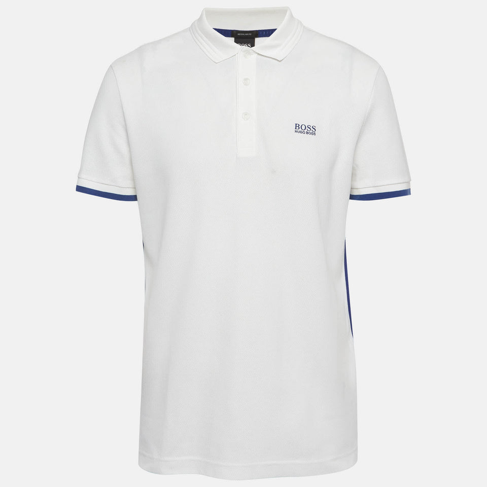 Hugo Boss Boss By Hugo Boss White Cotton Pique Polo T - Shirt